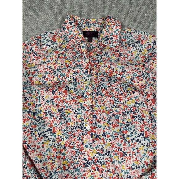 J Crew Liberty Art Fabrics Top Womens 10 White Pink Popover Floral Lightweight - Picture 4 of 10
